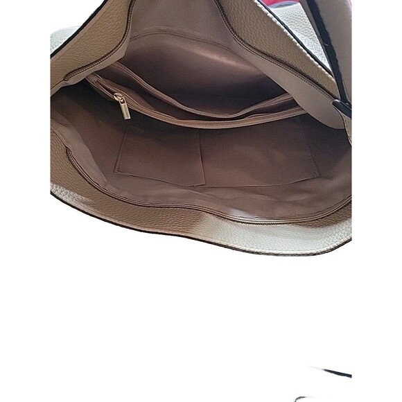 Tan Faux Leather Purse‎ Hand Bag Tote Gold Trim - Picture 2 of 5